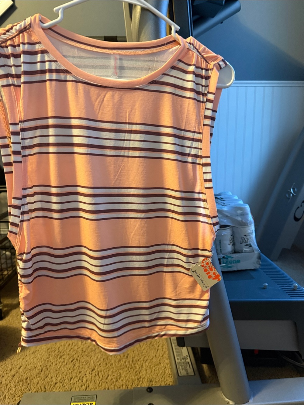 FP Movement by Free People tempo sport mode Peach and White Striped Tank